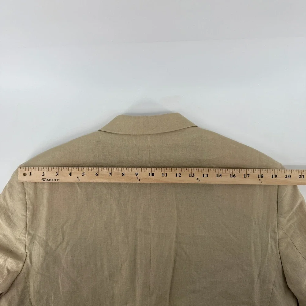 Pronto Uomo Platinum Blazer Mens 44 Long Tan 100% Linen Two Button Sport Coat